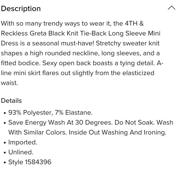 NWOT Lulus Black Sweater Dress with Cutout In the Back - Size XS - Picture 4 of 4